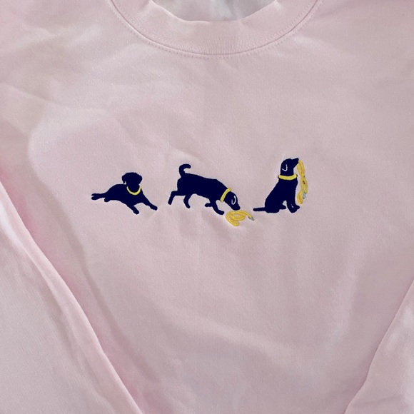 Black lab with yellow leash Embroidered Sweatshirt - Picture 1 of 3
